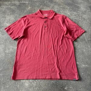 Eddie Bauer Polo Shirt Mens M Travex Red Minimalist Preppy Short Sleeve